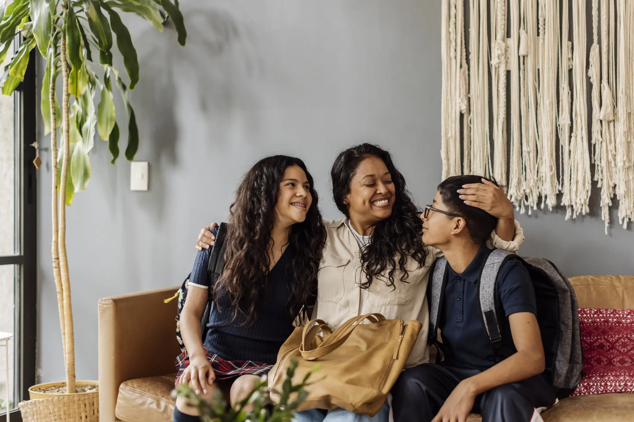 Mom with son and daughter.